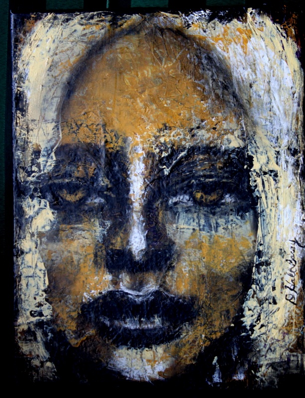 GILDED GAZE Mixed media on cotton canvas. 36cm x 28cm x 1.5cm 14