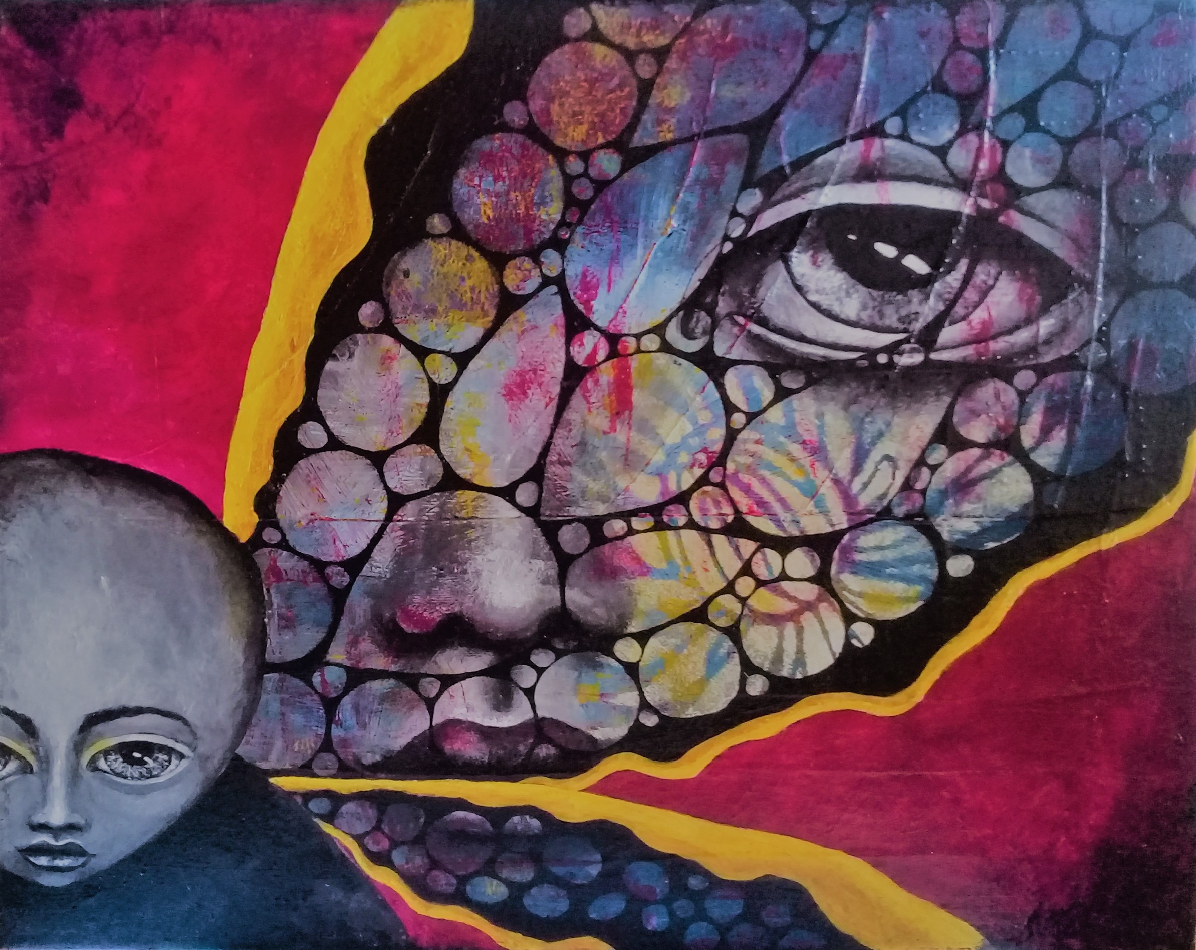 ANDROGYNOUS ANGEL 6 Mixed Media on Cotton Canvas. 45cm x 36cm x 1.5cm 17.71